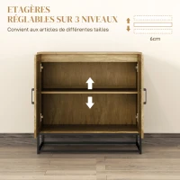 HOMCOM Buffet meuble de rangement 2 portes avec étagère intérieur réglable en hauteur 80l x 40P x 78H cm, bois naturel(m-6)