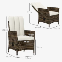 Outsunny 105°-150° Reclining Rattan Chair - Cream(m-3)