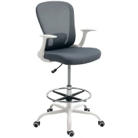 HOMCOM 99-119 cm Draughtsman Chair, with Adjustable Footrest - Grey(m-1)