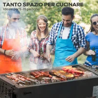 Outsunny Barbecue a Carbonella con 2 Griglie e Cestini Laterali, 94x39x70cm, Nero(m-5)