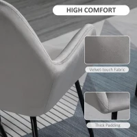 HOMCOM Velvet-Feel Plisse Back Accent Chair - Grey(m-5)