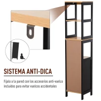 Kleankin Armário de banheiro alto com prateleiras e gavetas 30x30x144,3 cm(m-6)