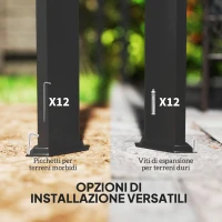 Outsunny Gazebo Pergola Retrattile 3x3 m con Tenda a Rullo e Fori di Drenaggio, in Acciaio e Poliestere Grigio Scuro(m-7)