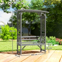 Outsunny Garden Bench, Wooden Garden Arbour with Seat for Vines/Climbing Plants, Grey(m-3)
