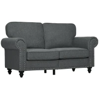 HOMCOM Two-Seater Mid-Century Sofa, with Pocket Springs - Charcoal Grey(m-1)