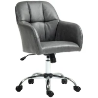 HOMCOM Faux Leather Tub Office Chair, with Wheels - Grey(m-1)