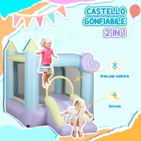 AIYAPLAY Castello Gonfiabile per Bambini 3-8 Anni con Soffiatore, Scivolo e Area di Salto, Picchetti e Borsa(m-4)