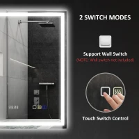 HOMCOM 50 x 70 cm Anti-Fog LED Bathroom Mirror, with Bluetooth and Clock - Silver Tone(m-9)