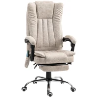 Vinsetto Vibrating Massage Office Chair with Heat, Desk Chair with Height Adjustable and Footrest, Cream White(m-1)