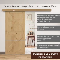 HOMCOM Ferragens para Porta de Correr 200 cm Kit de Ferragens Trilho de Madeira e Acessórios de Liga de Alumínio Marrom(m-4)