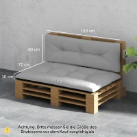 Outsunny Palettenkissen 2er Set Sitzkissen Palettenpolster mit Getuftetem Design Rückenlehne 120 x 77 x 10 cm Hellgrau(m-3)