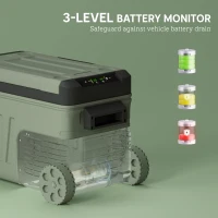 Outsunny 33L Car Fridge Freezer Dual Zone, Portable Camping Fridge 12V/24V DC & 100-240V AC, Electric Cool Box -20℃-20℃ with Wheels and LED Light, for Travel, RV, Road Trip, Picnic [Energy Class E](m-6)