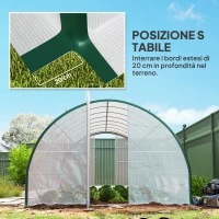 Outsunny Serra a Tunnel 6x3 m con 2 Ingressi e 8 Finestre, in PE, Poliestere e Acciaio Zincato, Bianco e Verde(m-8)