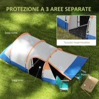 Outsunny Tenda da Campeggio Impermeabile con 2 Aree e 3 Ingressi, Poliestere e Fibra di Vetro, 420x200x150 cm, Arancione(m-4)