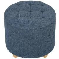 HOMCOM 40.5L Teddy Fleece Storage Ottoman - Blue(m-1)