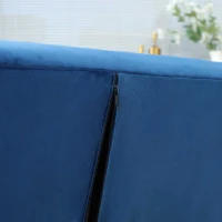 HOMCOM Modern 3 Seater Velvet Sofa Bed, Click Clack Sofa Bed, Button Tufted Sleeper Couch with Split Reclining Backrest and Rubber Wood Legs, Blue(m-7)