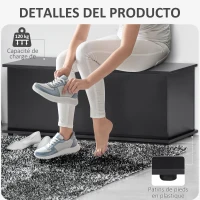 HOMCOM Coffre de rangement coffre à jouets grande capacité de rangement charnière verrouillée  en bois 100 x 40 x 40 cm noir(m-6)