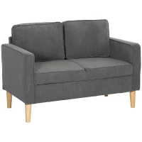 HOMCOM Small Two-Seater Corduroy Sofa - Grey(m-1)