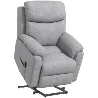 HOMCOM Power Lift Recliner Chair, Electric Lift Chair for Elderly, Overstuffed Linen Fabric Riser and Reclining Armchair with Remote Control, Side Pockets, for Living Room, Grey(m-1)