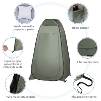 Outsunny Vestiário de praia dobrável Tenda para o chuveiro 120x120x190 cm Verde(m-5)