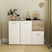 HOMCOM Credenza Moderna con 3 Armadietti e 2 Cassetti, in Legno, 106x35x76 cm, color Legno(m-8)