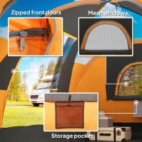 Outsunny 5-6 Man Dome Camping Tent - Orange(m-8)