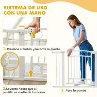 PawHut Puerta para Perros con Ancho Ajustable 76-104 cm Barrera de Seguridad para Perros con 2 Extensiones Blanco(m-8)