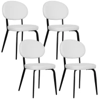 HOMCOM Set of Four Boucle Dining Chairs - White(m-1)
