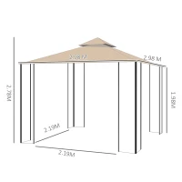Outsunny Partytent voor in de tuin paviljoen partytent feesttent tuintent met 4 schappen 3 x 3 m(m-3)