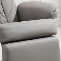 HOMCOM PU Recliner Chair with Footrest, Headrest, Round Wooden Base, Lounge Reading Armchair for Living Room, Bedroom and Office, Grey(m-8)