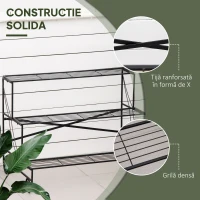 Outsunny Suport pentru Plante din Fier Forjat, Scara Suport pentru Ghivece pentru Exterior pe 3 Niveluri, Negru(m-5)