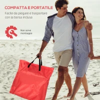 Outsunny Set 2 Lettini Spiaggia Pieghevoli con Schienale Regolabile a 5 Livelli e Borsa, Rosso(m-5)