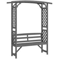Outsunny Garden Bench, Wooden Garden Arbour with Seat for Vines/Climbing Plants, Grey(m-1)