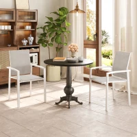 Outsunny Juego de 2 Sillas de Jardín Exterior Apilables con Tela Transpirable Reposabrazos y Respaldo 56x58x89 cm Gris Claro(m-8)
