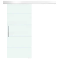 HOMCOM Porta de Correr de Vidro 90x205 cm Porta de Correr de Vidro com Trilho Translúcida(m-1)