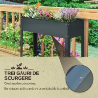 Outsunny Jardiniera din Metal pentru Pat de Gradina Inaltat cu Material Durabil Orificii de Scurgere Gri Inchis 100x30x80cm pentru plante pentru legume pentru flori pentru fructe(m-6)