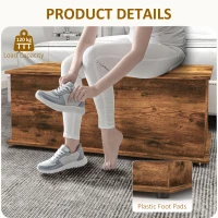 HOMCOM Bancă de Depozitare cu Picioare Antiderapante din Lemn, 100x40x40 cm, Maro(m-6)