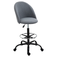 Vinsetto Ergonomic Drafting chair Adjustable Height w/ 5 Wheels Padded Seat Footrest 360° Swivel Freely Comfortable Versatile Use For Home Office - Grey