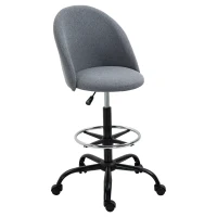 Vinsetto Ergonomic Drafting chair Adjustable Height w/ 5 Wheels Padded Seat Footrest 360° Swivel Freely Comfortable Versatile Use For Home Office - Grey(m-1)