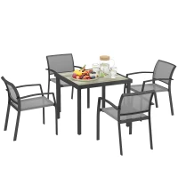 Outsunny Five-Piece Outdoor Garden Dining Set - Grey(m-11)
