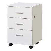 Vinsetto Bloco de Gavetas para Escritório Móvel de Arquivos com 3 Gavetas e Fechadura para Secretária Casa 40x40x61,5 cm Branco(m-11)