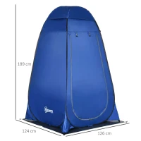 Outsunny Cort de Duș pentru Camping cu Ușă cu Fermoar, Geantă de Transport și Buzunar, 126x124x189 cm, Albastru Închis(m-3)