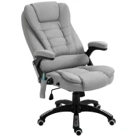 Vinsetto Office Chair, Ergonomic Desk Chair with 6-Point Massage and Back Heated, Linen-Feel Fabric Computer Gaming Chair with Arms, Lumbar Support, Light Grey(m-1)