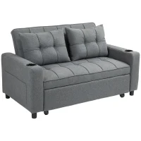HOMCOM Two-Seater Pull-Out Sofa Bed - Charcoal Grey(m-1)