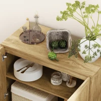 HOMCOM Credenza da Soggiorno a 2 Livelli con Ripiano Regolabile, in Legno e Acciaio, 80x40x78 cm, Marrone e Nero(m-8)