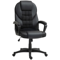 HOMCOM Faux Leather Office Chair with Tilt and PU Castors - Black