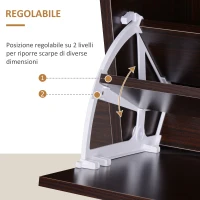 HOMCOM Scarpiera Salvaspazio da 24 Paia con Mensole Regolabili e 4 Cassetti, in Legno, 120x24x81cm, Marrone(m-5)