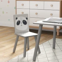 ZONEKIZ Set Tavolino e 2 Sedie per Bambini 3-8 Anni in MDF e Legno di Pino, Grigio(m-9)