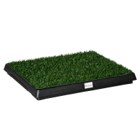 PawHut Resguardo de Treino de Erva com Bandeja para cães Sanita Interior para Animais de Estimação com Bandeja Lavável 51x63x6 cm Verde