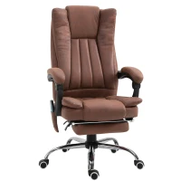 Vinsetto Office Chair with Massage and Heat, Microfibre Reclining Computer Desk Chair with Footrest and Adjustable Height, Swivel Wheels for Home Office, Brown(m-1)